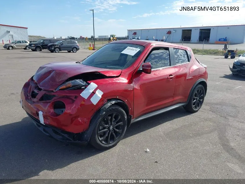 2016 Nissan Juke Sv VIN: JN8AF5MV4GT651893 Lot: 40550874