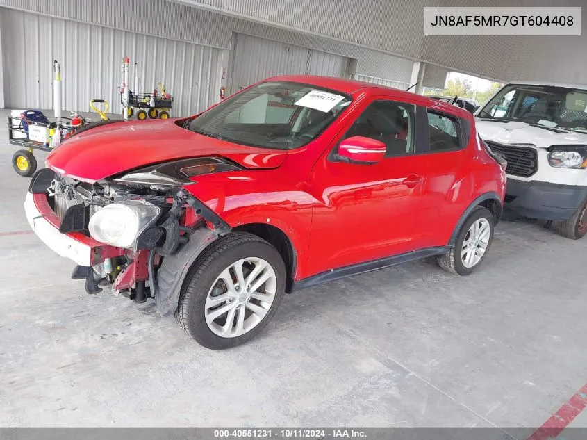 2016 Nissan Juke Nismo/S/Sl/Sv VIN: JN8AF5MR7GT604408 Lot: 40551231