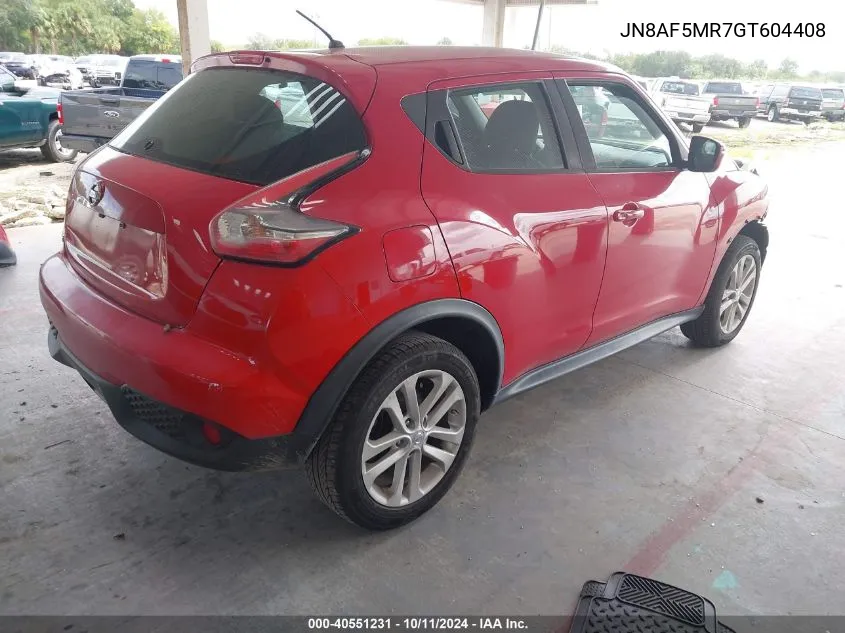 2016 Nissan Juke Nismo/S/Sl/Sv VIN: JN8AF5MR7GT604408 Lot: 40551231