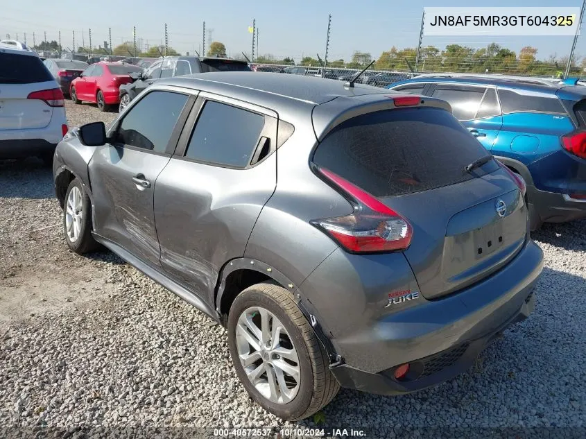 2016 Nissan Juke Nismo/S/Sl/Sv VIN: JN8AF5MR3GT604325 Lot: 40572537