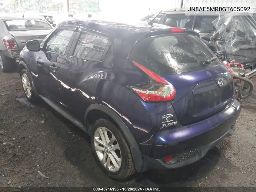 2016 Nissan Juke S VIN: JN8AF5MR0GT605092 Lot: 40716195