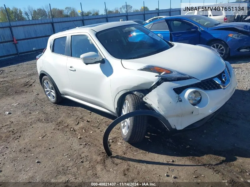 2016 Nissan Juke Sl VIN: JN8AF5MV4GT651134 Lot: 40821437