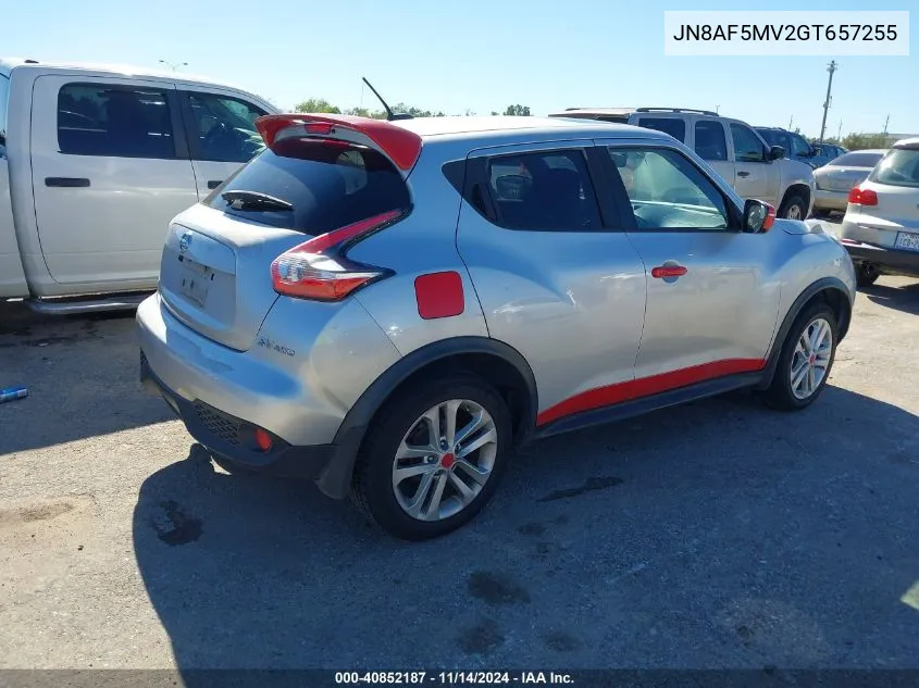 2016 Nissan Juke Nismo/S/Sl/Sv VIN: JN8AF5MV2GT657255 Lot: 40852187