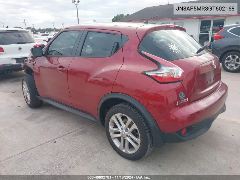 2016 Nissan Juke S VIN: JN8AF5MR3GT602168 Lot: 40892781