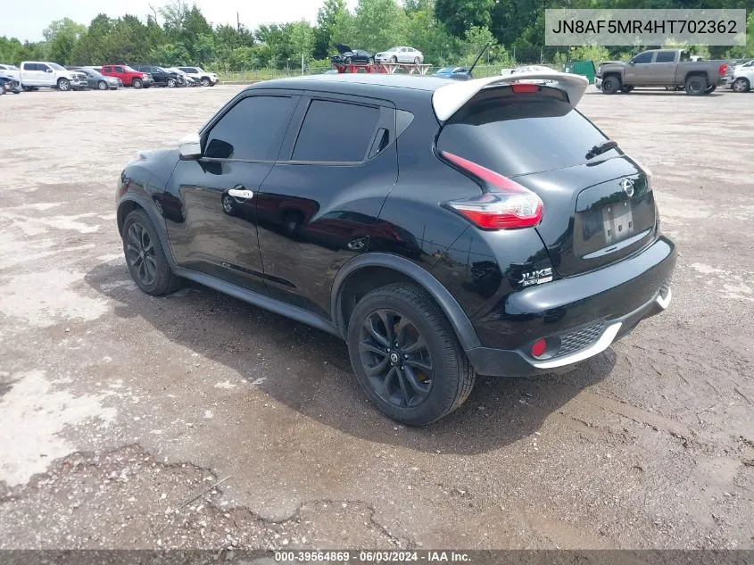 2017 Nissan Juke Sv VIN: JN8AF5MR4HT702362 Lot: 39564869