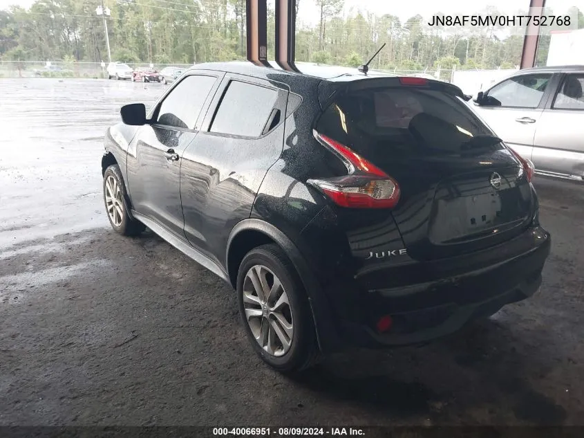 2017 Nissan Juke S VIN: JN8AF5MV0HT752768 Lot: 40066951