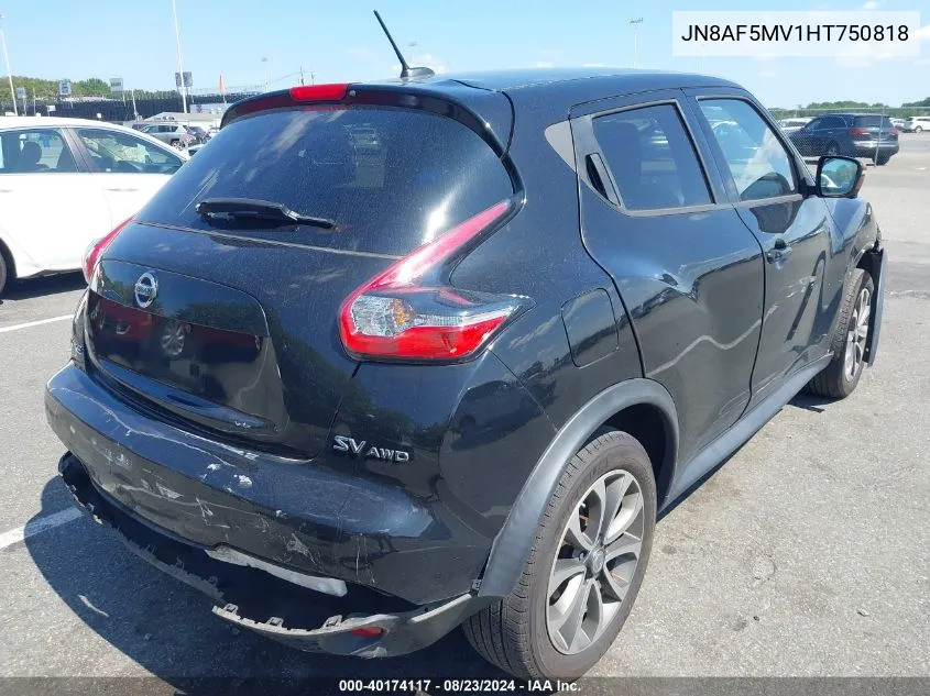 2017 Nissan Juke Sv VIN: JN8AF5MV1HT750818 Lot: 40174117