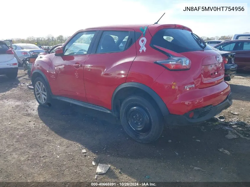 2017 Nissan Juke S VIN: JN8AF5MV0HT754956 Lot: 40668891