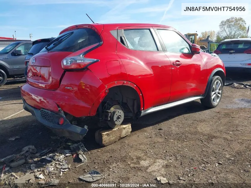 2017 Nissan Juke S VIN: JN8AF5MV0HT754956 Lot: 40668891