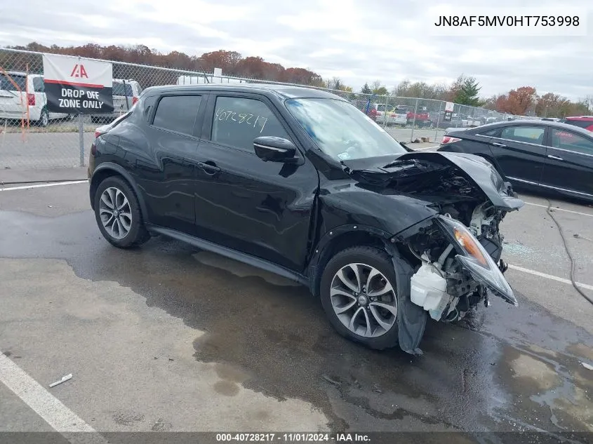 2017 Nissan Juke Sv VIN: JN8AF5MV0HT753998 Lot: 40728217