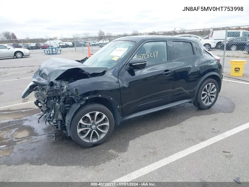 2017 Nissan Juke Sv VIN: JN8AF5MV0HT753998 Lot: 40728217