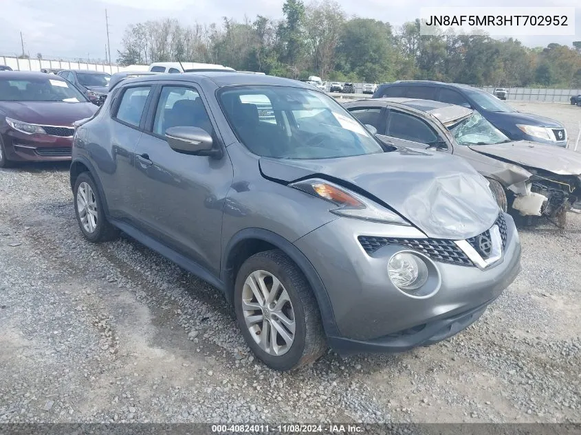 2017 Nissan Juke S VIN: JN8AF5MR3HT702952 Lot: 40824011