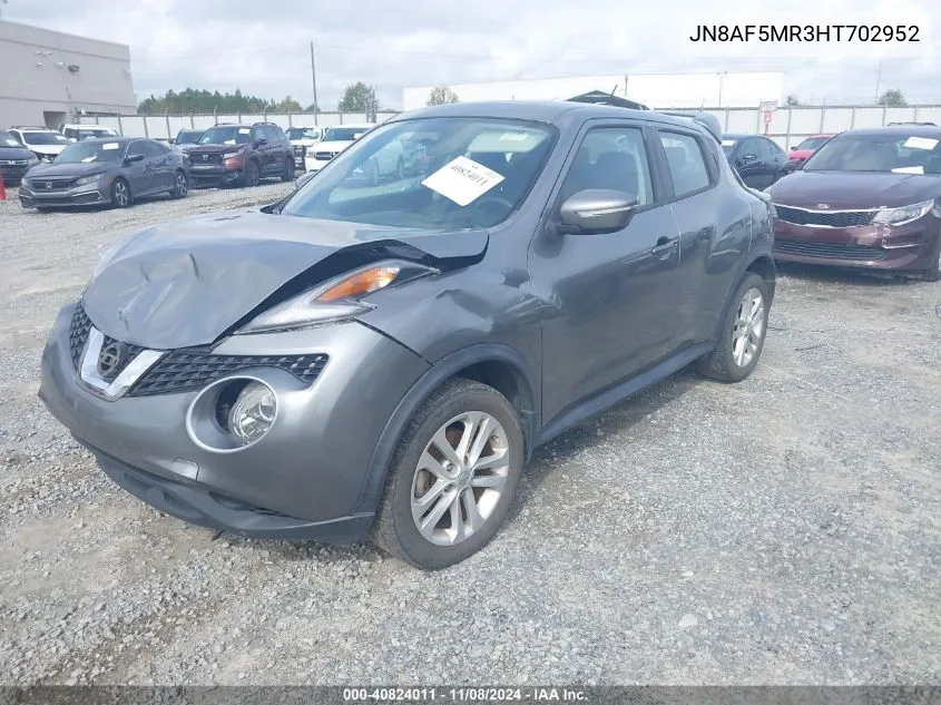 2017 Nissan Juke S VIN: JN8AF5MR3HT702952 Lot: 40824011