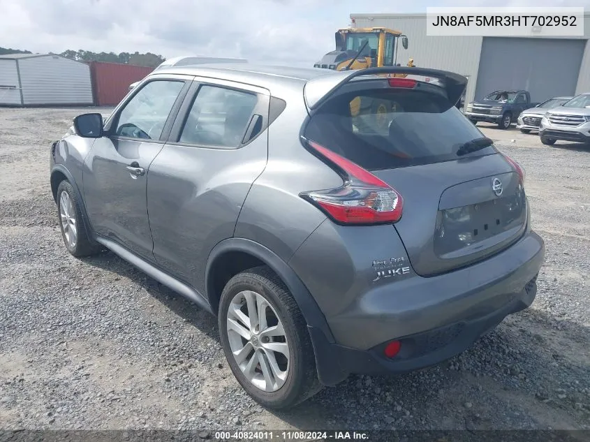 2017 Nissan Juke S VIN: JN8AF5MR3HT702952 Lot: 40824011