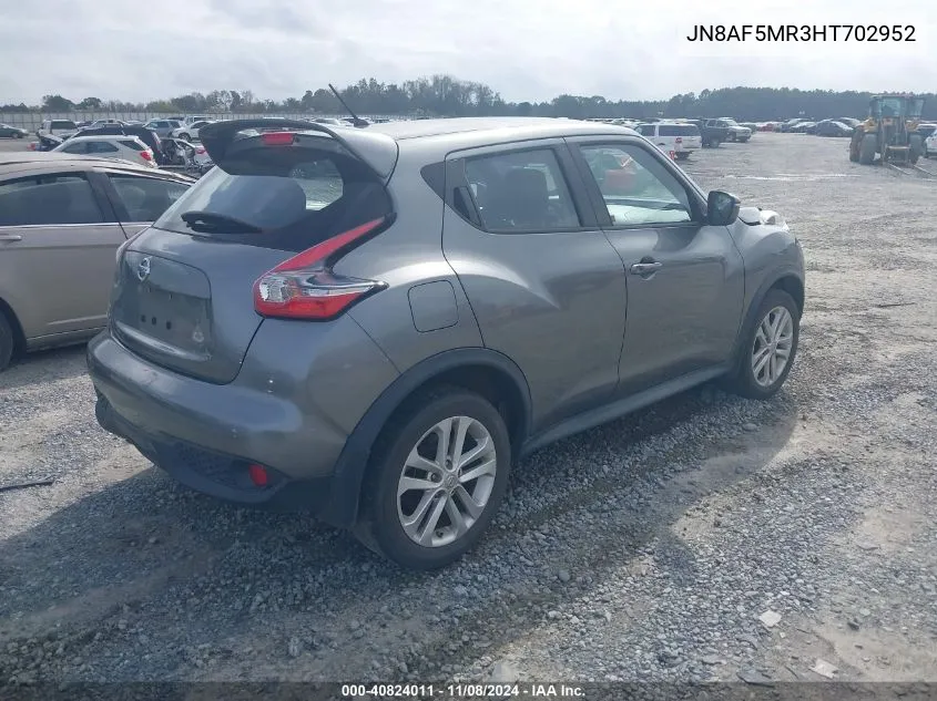 2017 Nissan Juke S VIN: JN8AF5MR3HT702952 Lot: 40824011