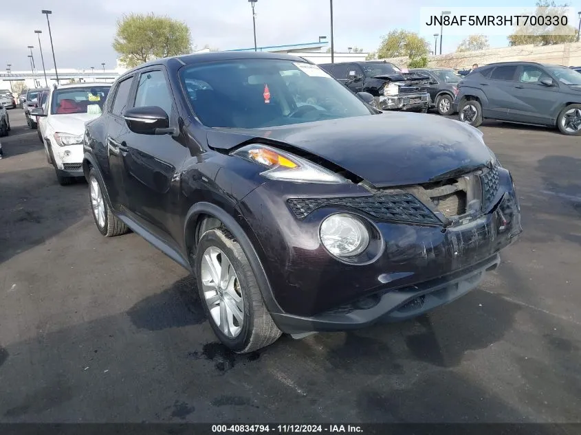 2017 Nissan Juke S/Sv/Sl/Nismo VIN: JN8AF5MR3HT700330 Lot: 40834794