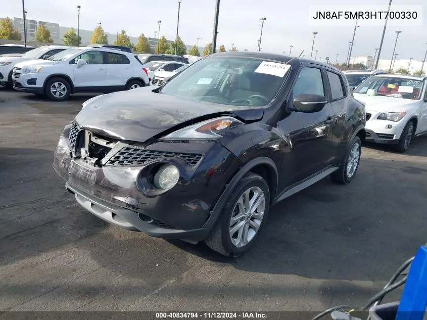 2017 Nissan Juke S/Sv/Sl/Nismo VIN: JN8AF5MR3HT700330 Lot: 40834794