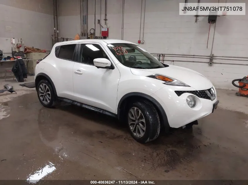 2017 Nissan Juke Sv VIN: JN8AF5MV3HT751078 Lot: 40836247