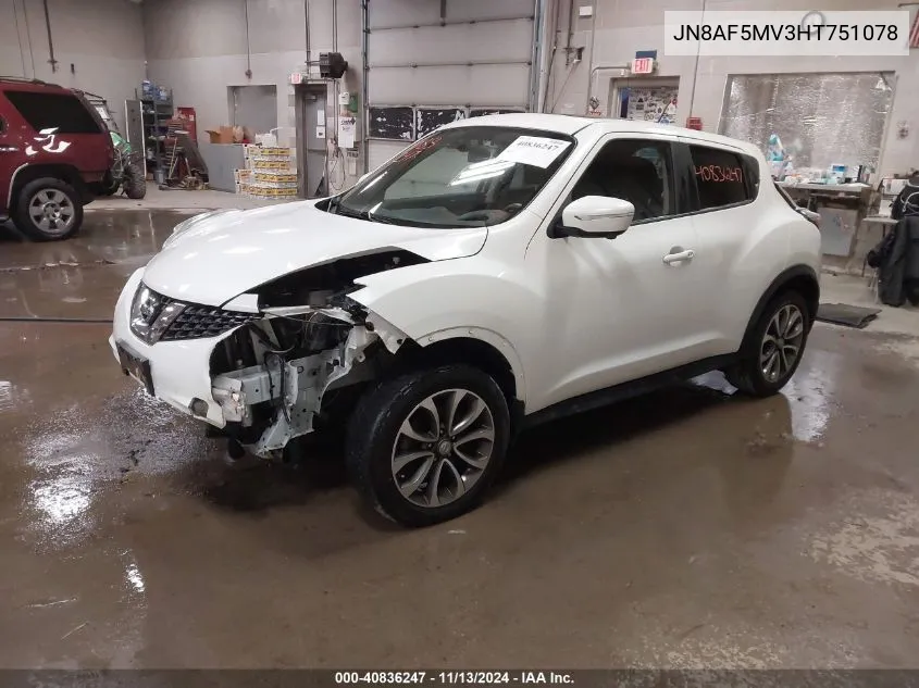 2017 Nissan Juke Sv VIN: JN8AF5MV3HT751078 Lot: 40836247