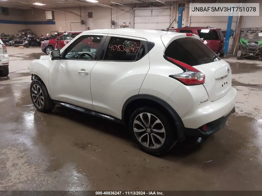 2017 Nissan Juke Sv VIN: JN8AF5MV3HT751078 Lot: 40836247