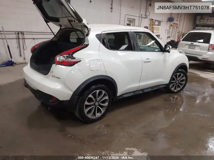 2017 Nissan Juke Sv VIN: JN8AF5MV3HT751078 Lot: 40836247