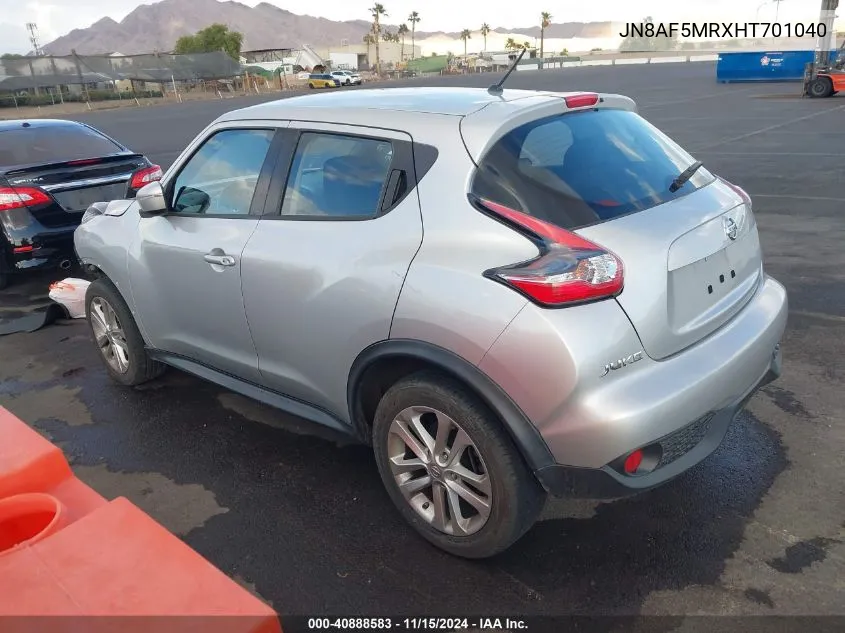 2017 Nissan Juke S VIN: JN8AF5MRXHT701040 Lot: 40888583