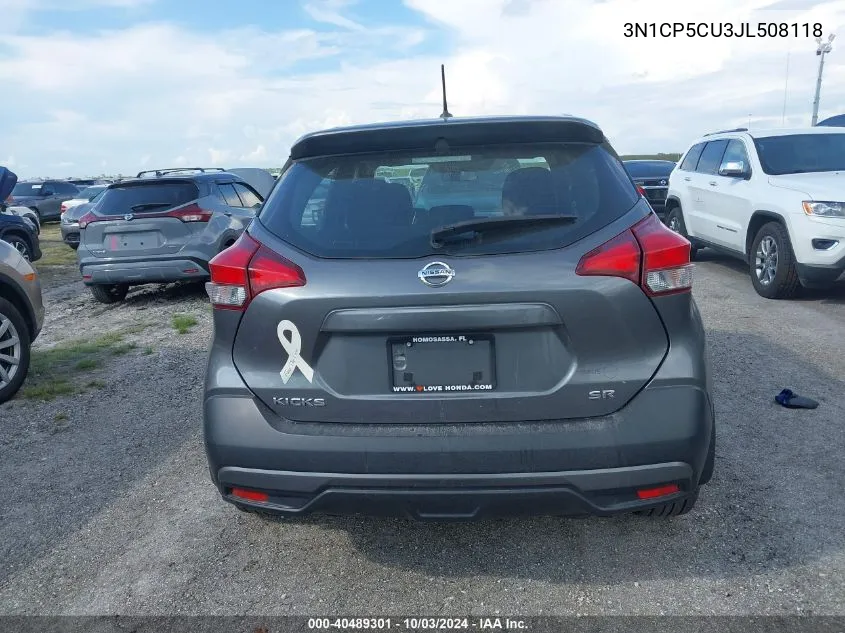 2018 Nissan Kicks Sr VIN: 3N1CP5CU3JL508118 Lot: 40489301