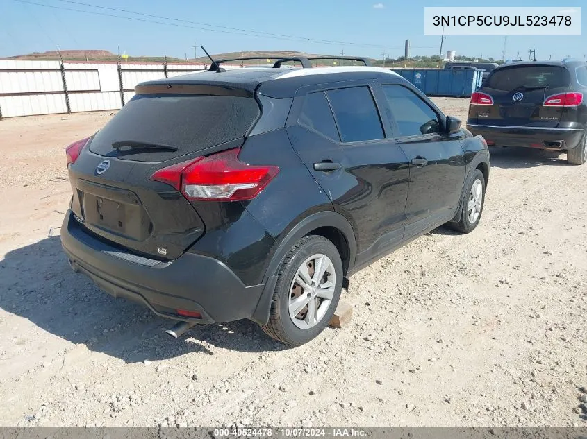 2018 Nissan Kicks S VIN: 3N1CP5CU9JL523478 Lot: 40524478