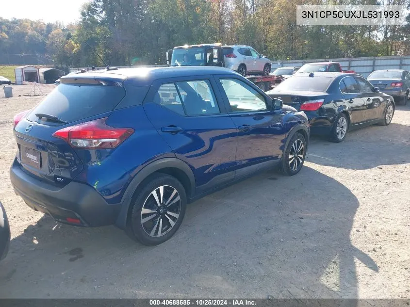 2018 Nissan Kicks Sv VIN: 3N1CP5CUXJL531993 Lot: 40688585