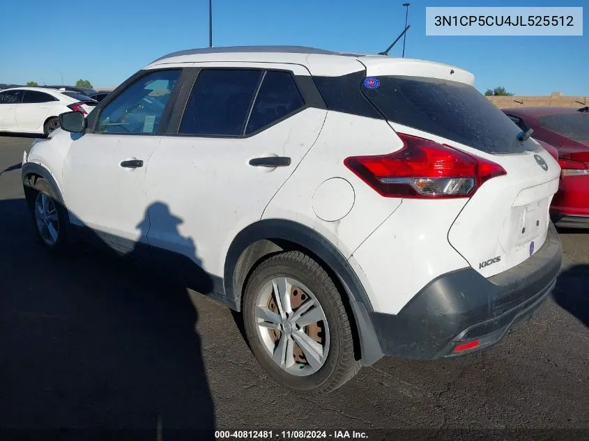 2018 Nissan Kicks S VIN: 3N1CP5CU4JL525512 Lot: 40812481