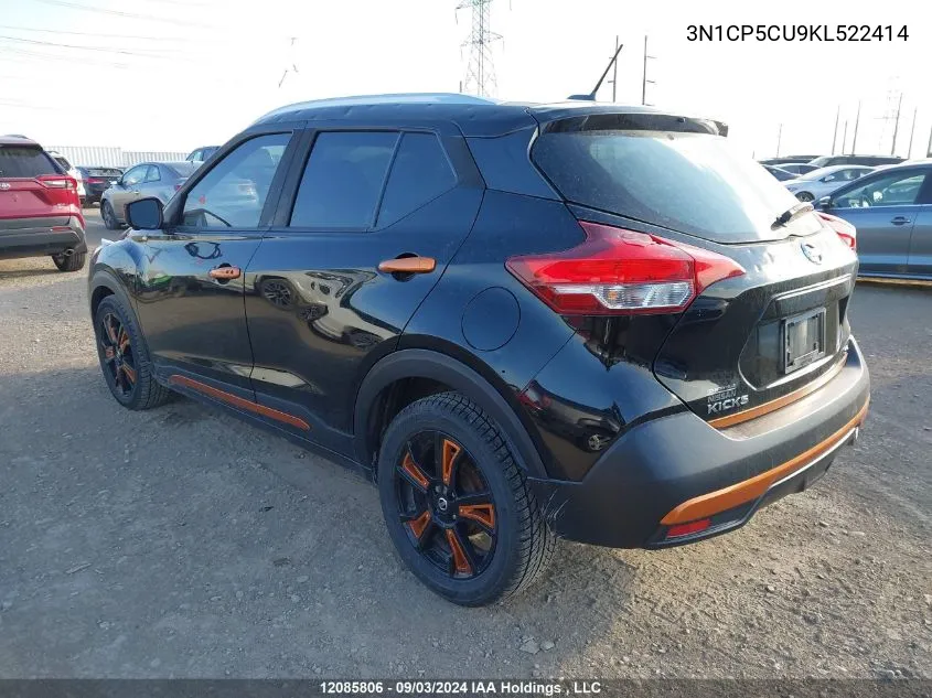 3N1CP5CU9KL522414 2019 Nissan Kicks S/Sr/Sv