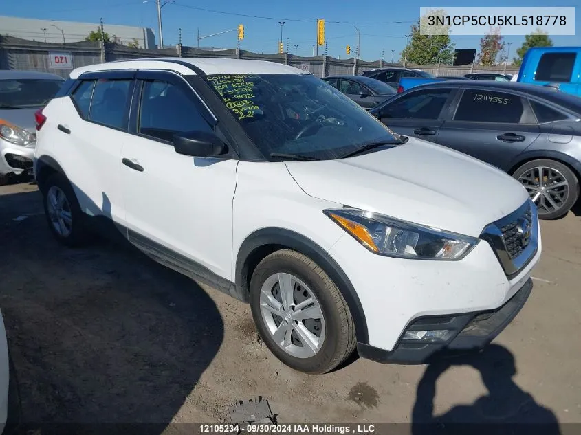 2019 Nissan Kicks S/Sr/Sv VIN: 3N1CP5CU5KL518778 Lot: 12105234