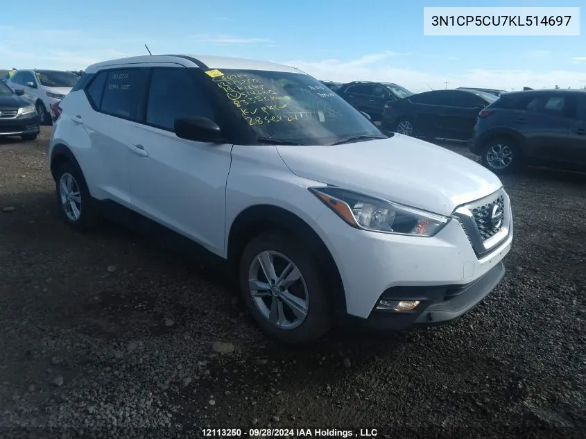 2019 Nissan Kicks S/Sr/Sv VIN: 3N1CP5CU7KL514697 Lot: 12113250