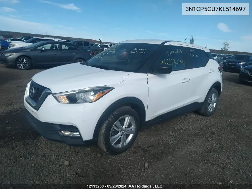 2019 Nissan Kicks S/Sr/Sv VIN: 3N1CP5CU7KL514697 Lot: 12113250