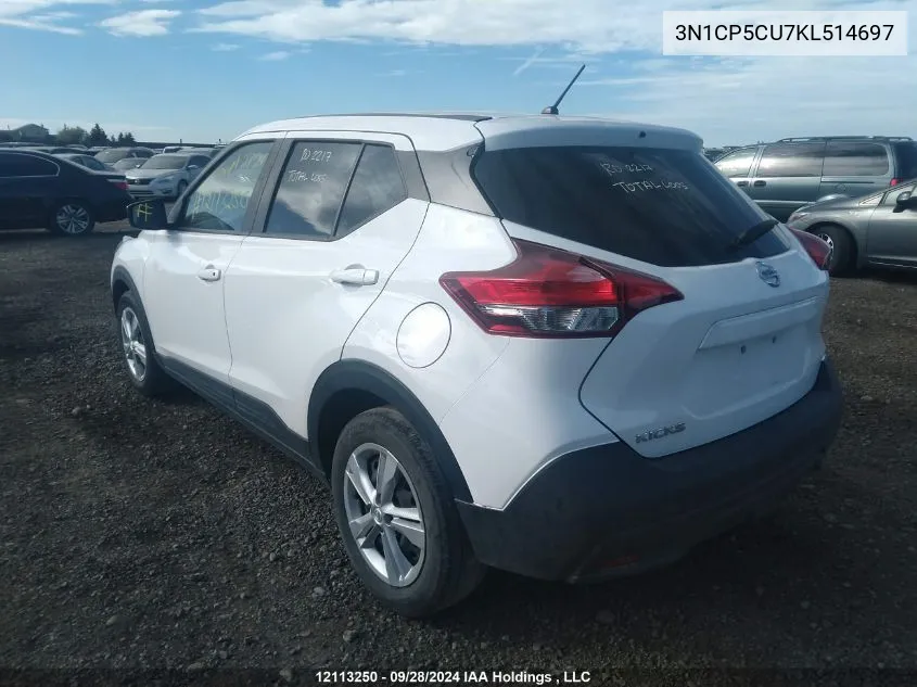 2019 Nissan Kicks S/Sr/Sv VIN: 3N1CP5CU7KL514697 Lot: 12113250