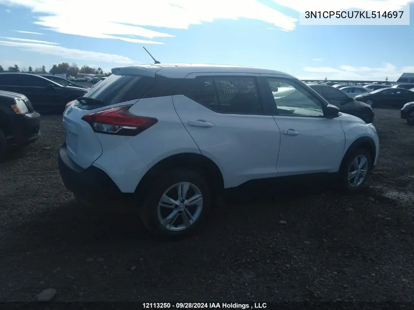 2019 Nissan Kicks S/Sr/Sv VIN: 3N1CP5CU7KL514697 Lot: 12113250