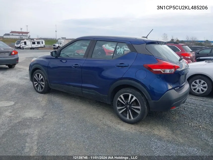 2019 Nissan Kicks S/Sr/Sv VIN: 3N1CP5CU2KL485206 Lot: 12139745