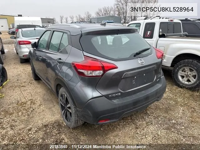 2019 Nissan Kicks Sr VIN: 3N1CP5CU8KL528964 Lot: 20183840