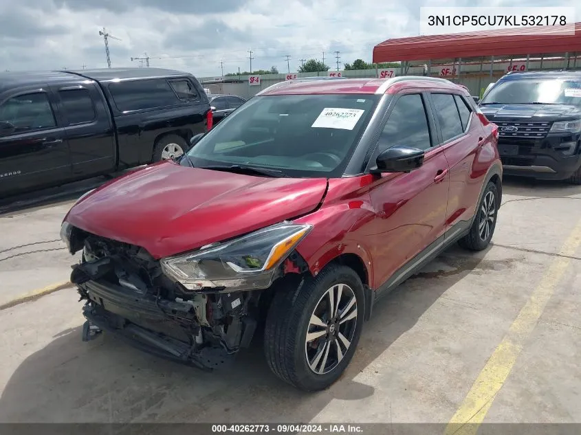 2019 Nissan Kicks Sr VIN: 3N1CP5CU7KL532178 Lot: 40262773