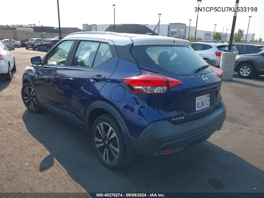 2019 Nissan Kicks Sv VIN: 3N1CP5CU7KL533198 Lot: 40276274