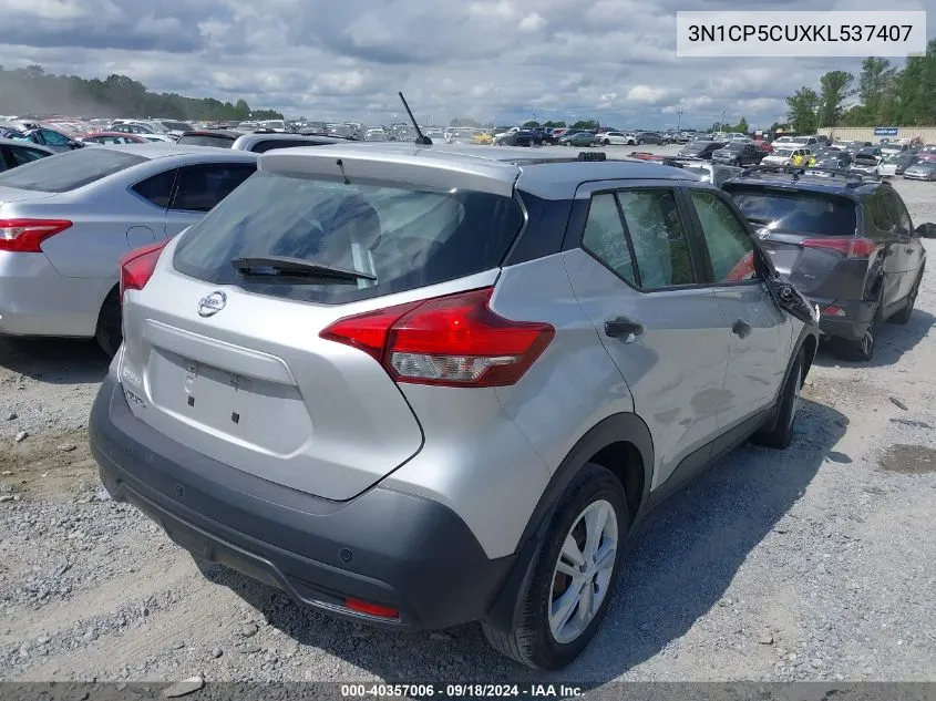 2019 Nissan Kicks S VIN: 3N1CP5CUXKL537407 Lot: 40357006