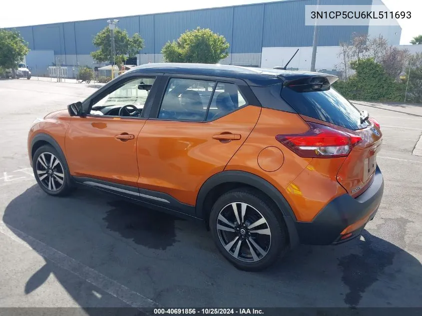 2019 Nissan Kicks Sr VIN: 3N1CP5CU6KL511693 Lot: 40691856