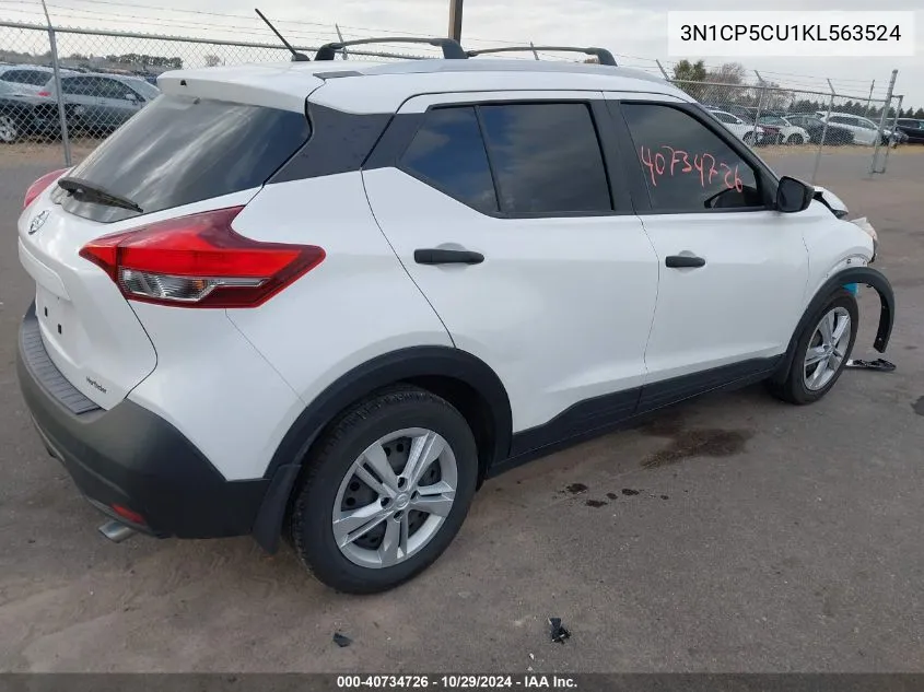 2019 Nissan Kicks S VIN: 3N1CP5CU1KL563524 Lot: 40734726