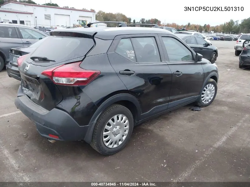 2019 Nissan Kicks S/Sr/Sv VIN: 3N1CP5CU2KL501310 Lot: 40734945