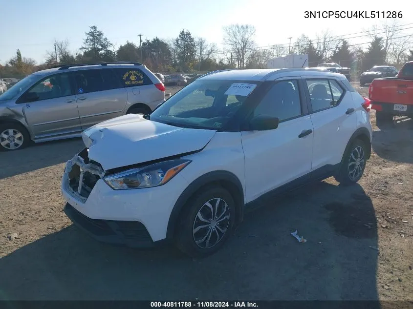 2019 Nissan Kicks S VIN: 3N1CP5CU4KL511286 Lot: 40811788