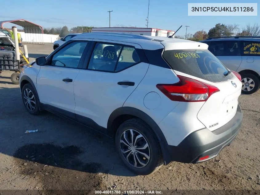 2019 Nissan Kicks S VIN: 3N1CP5CU4KL511286 Lot: 40811788