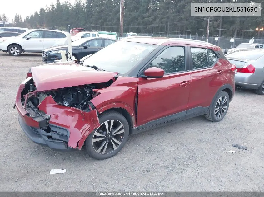 2019 Nissan Kicks Sv VIN: 3N1CP5CU2KL551690 Lot: 40826408