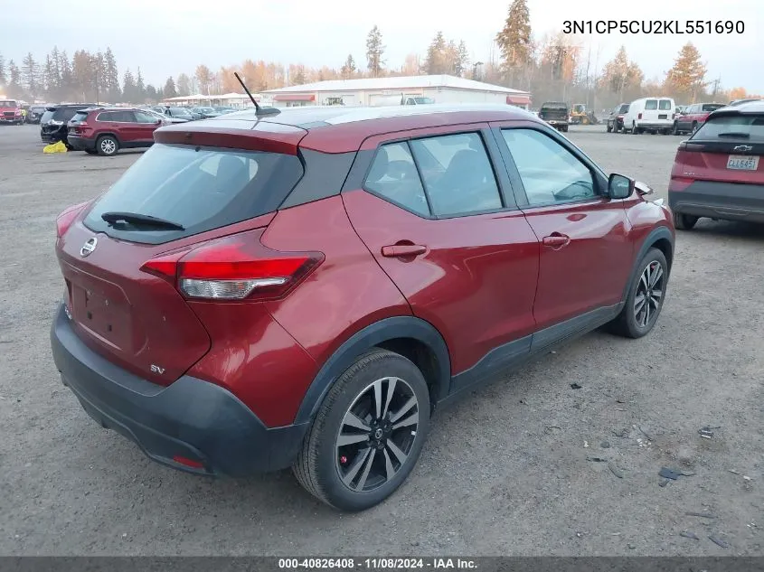 2019 Nissan Kicks Sv VIN: 3N1CP5CU2KL551690 Lot: 40826408