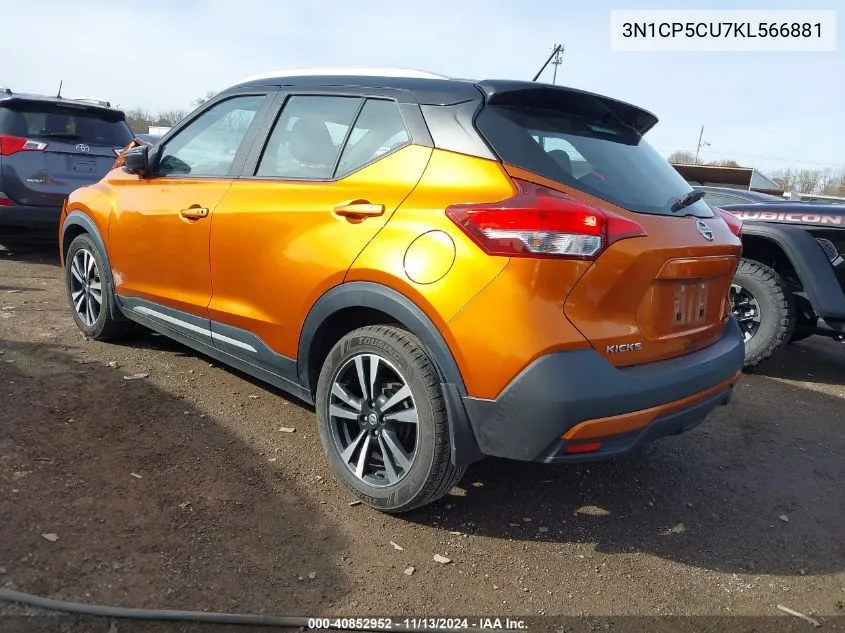 2019 Nissan Kicks Sr VIN: 3N1CP5CU7KL566881 Lot: 40852952