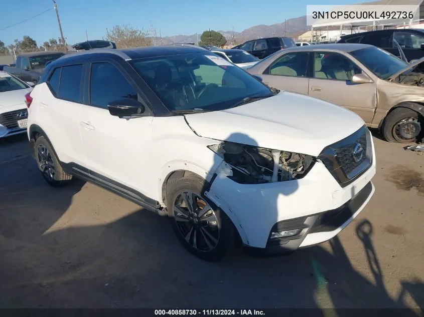 2019 Nissan Kicks Sr VIN: 3N1CP5CU0KL492736 Lot: 40858730